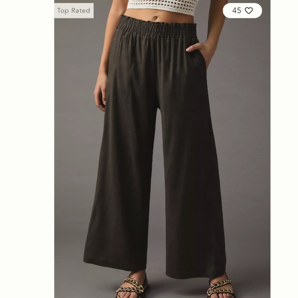 Anthropologie x Maeve Linen Blend Wide Leg Pants Faded Black XS